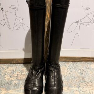 CHANEL Black Leather Tall Riding Boots – Made in Italy – Classic Equestrian